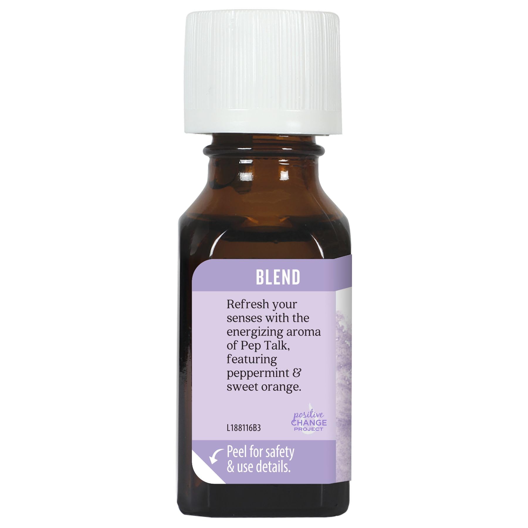 Aura Cacia Mélange huiles: flacons visibles montrant cardamome, orange et menthe rafraîchissante.