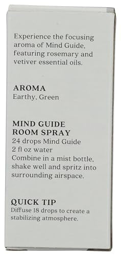 Gouttes Aura Cacia Mind Guide prêtes à être utilisées pour un usage rapide.