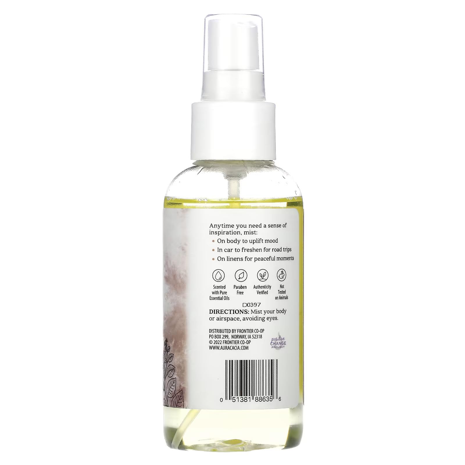 Aura Cacia Patchouli Orange brume aromatherapie, diffusion relaxante pour méditation ou yoga