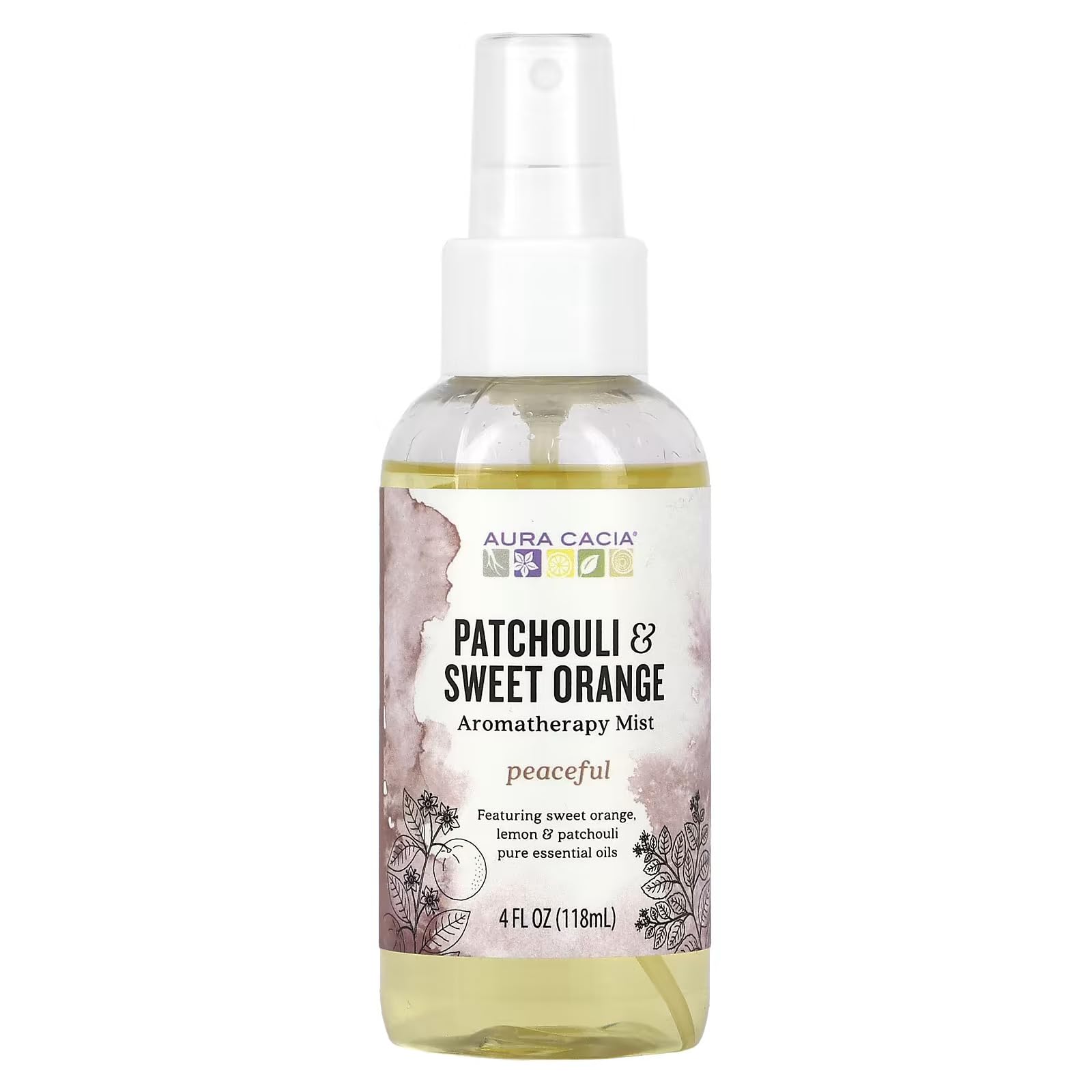 Aura Cacia Patchouli Orange brume aromatherapie, flacon 4 oz pour diffusion d'ambiance