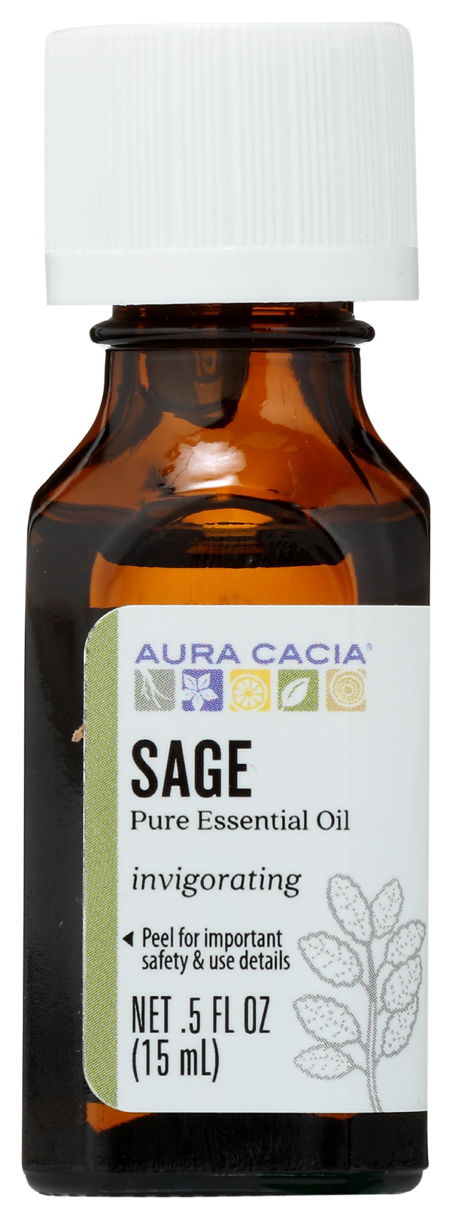 Bouteille Aura Cacia Sage — huile essentielle pour diffusion et bien-être.