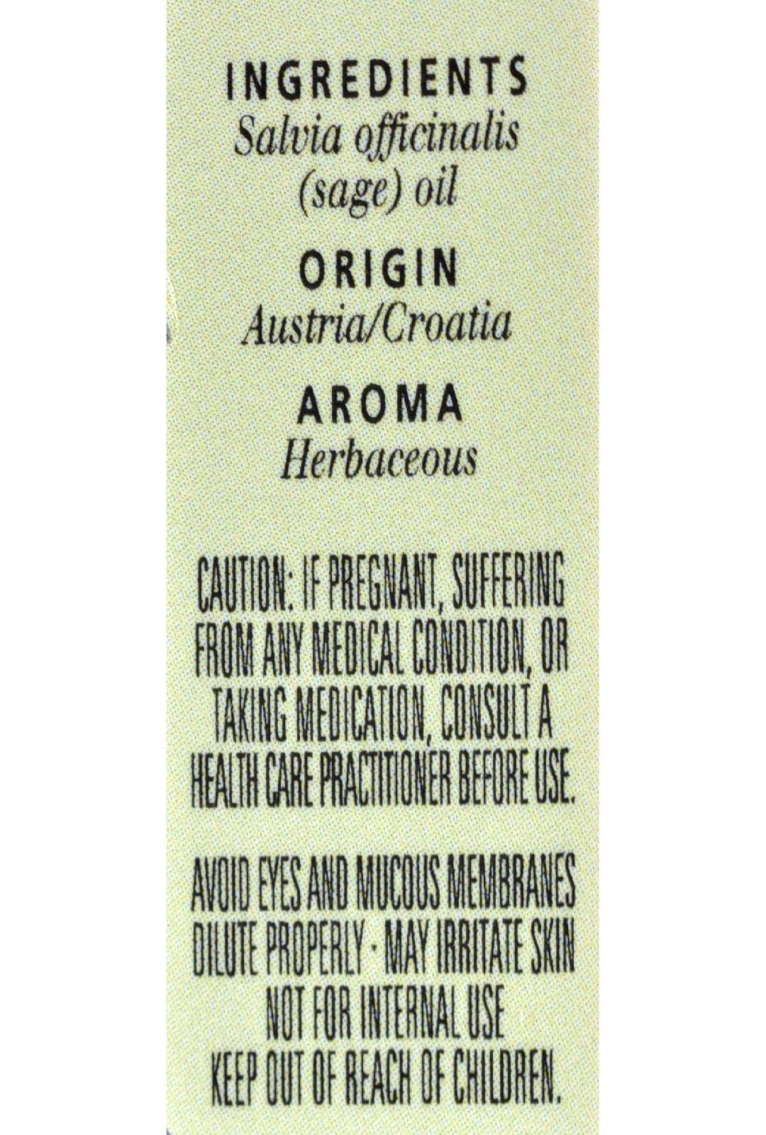 Gouttes Aura Cacia Sage pour dilution facile et usage cutané.