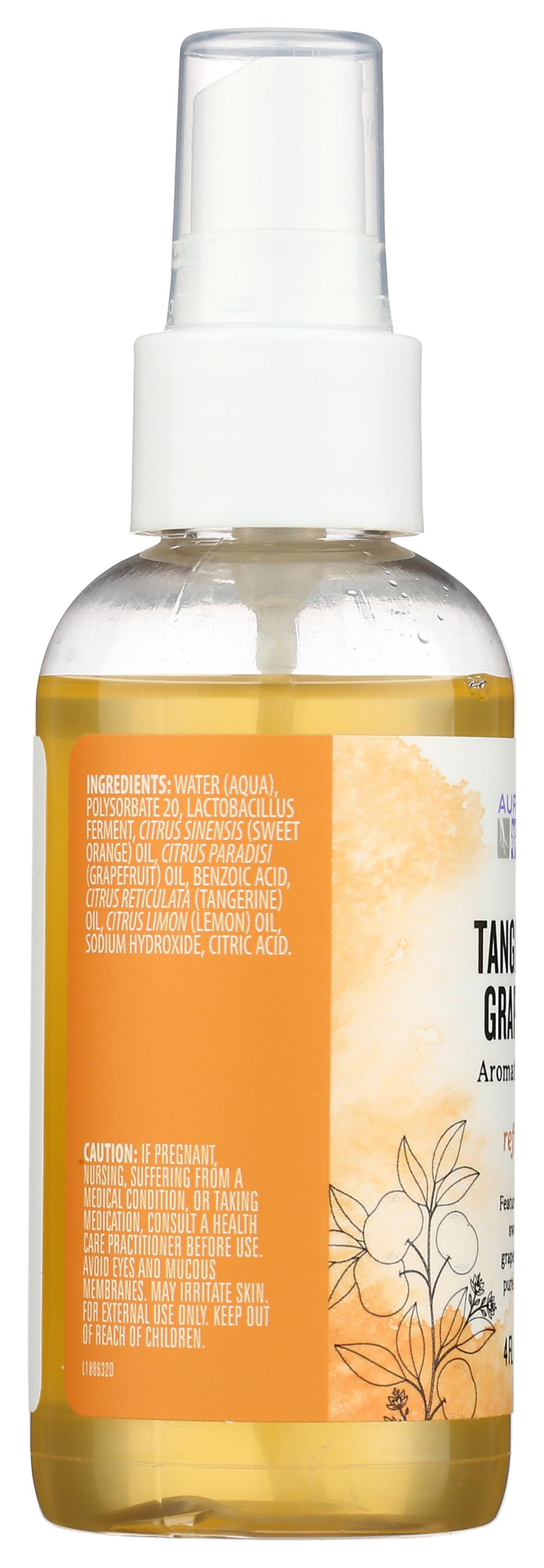 Spray agrumes Aura Cacia pour une atmosphère fraîche dans la maison.