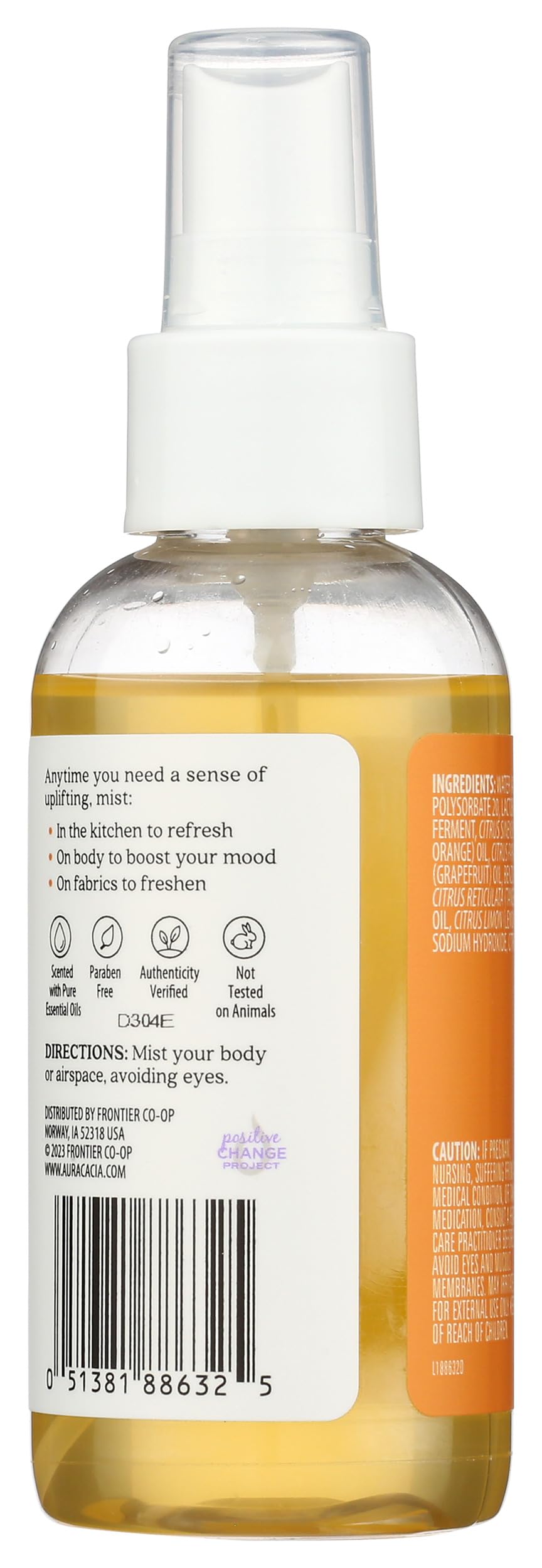 Spray d'ambiance Tangerine et Pamplemousse Aura Cacia pour revitaliser votre espace.