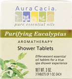 Aura Cacia tablettes douche eucalyptus, parfum vivifiant pour une douche rafraîchissante.
