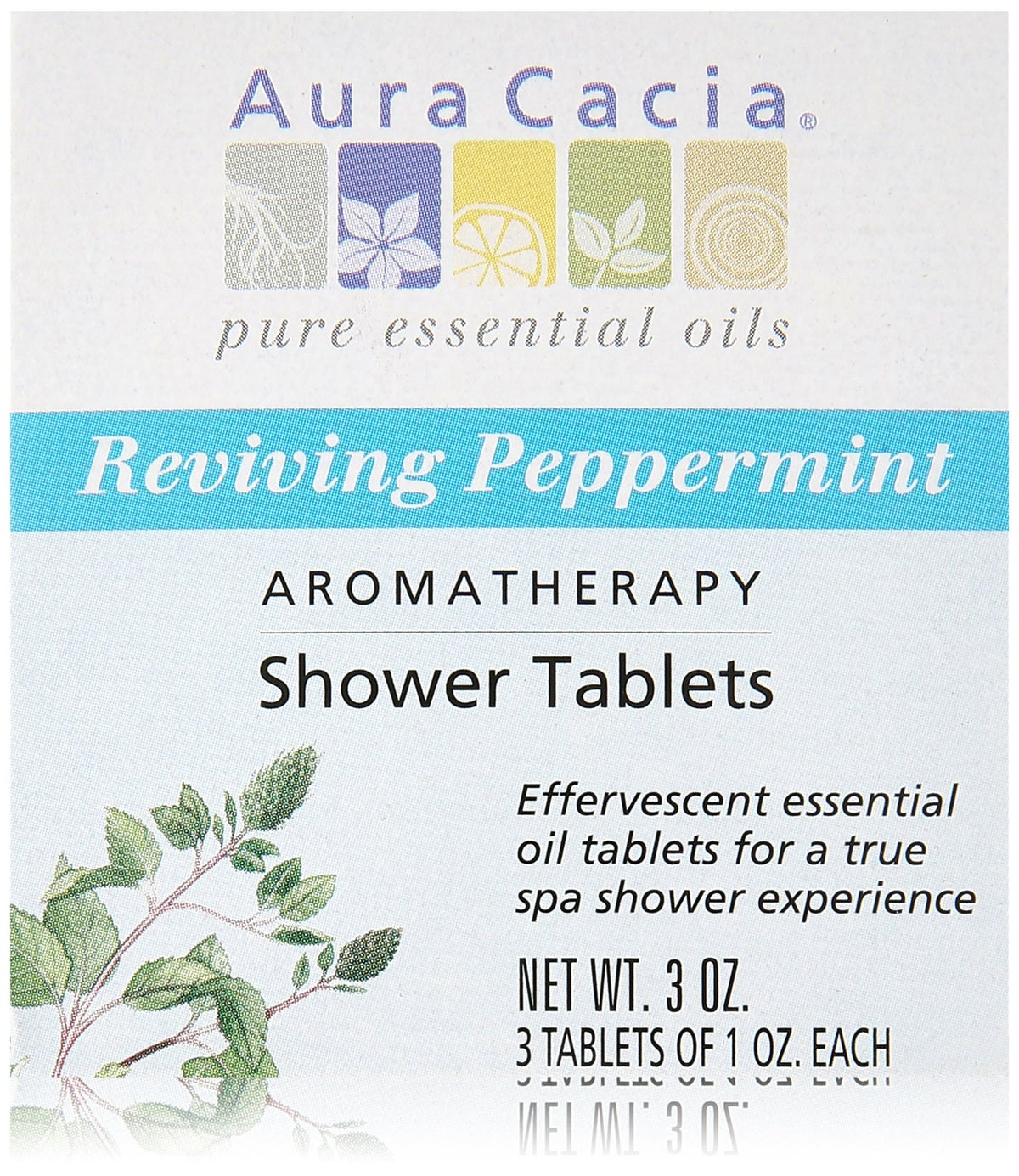 Aura Cacia tablettes douche menthe poivrée boîte 3 pièces pour réveil aromathérapique du matin