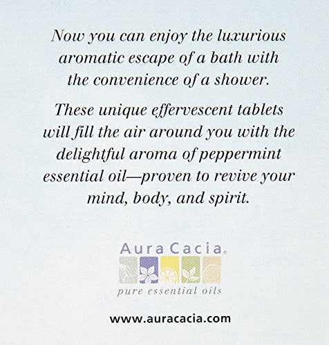 Tablettes douche menthe poivrée Aura Cacia en action sur le plancher de la douche