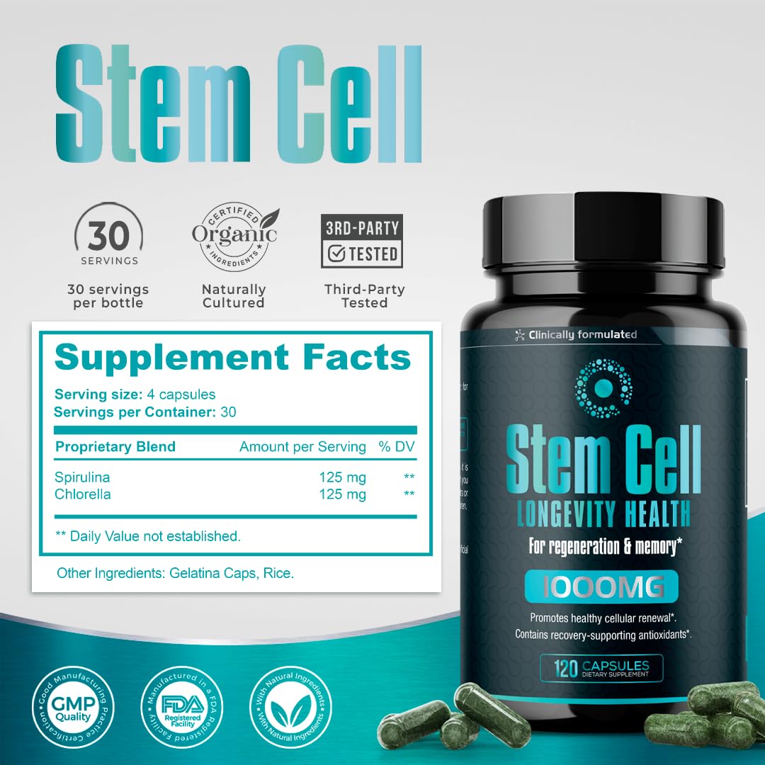 Soutien potentiel pour la vitalité cellulaire avec Aura Vitamins Stem Cell 1000mg