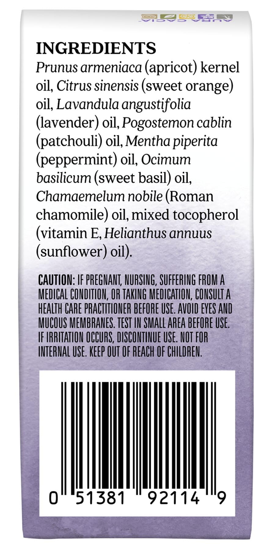 Aura Cacia Chill Pill Roll-On utilisant huile porteuse d’abricot pour peau douce.