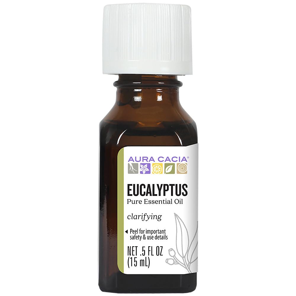 Aura Cacia Eucalyptus, bouteille 0,5 oz prête à la diffusion rafraîchissante.