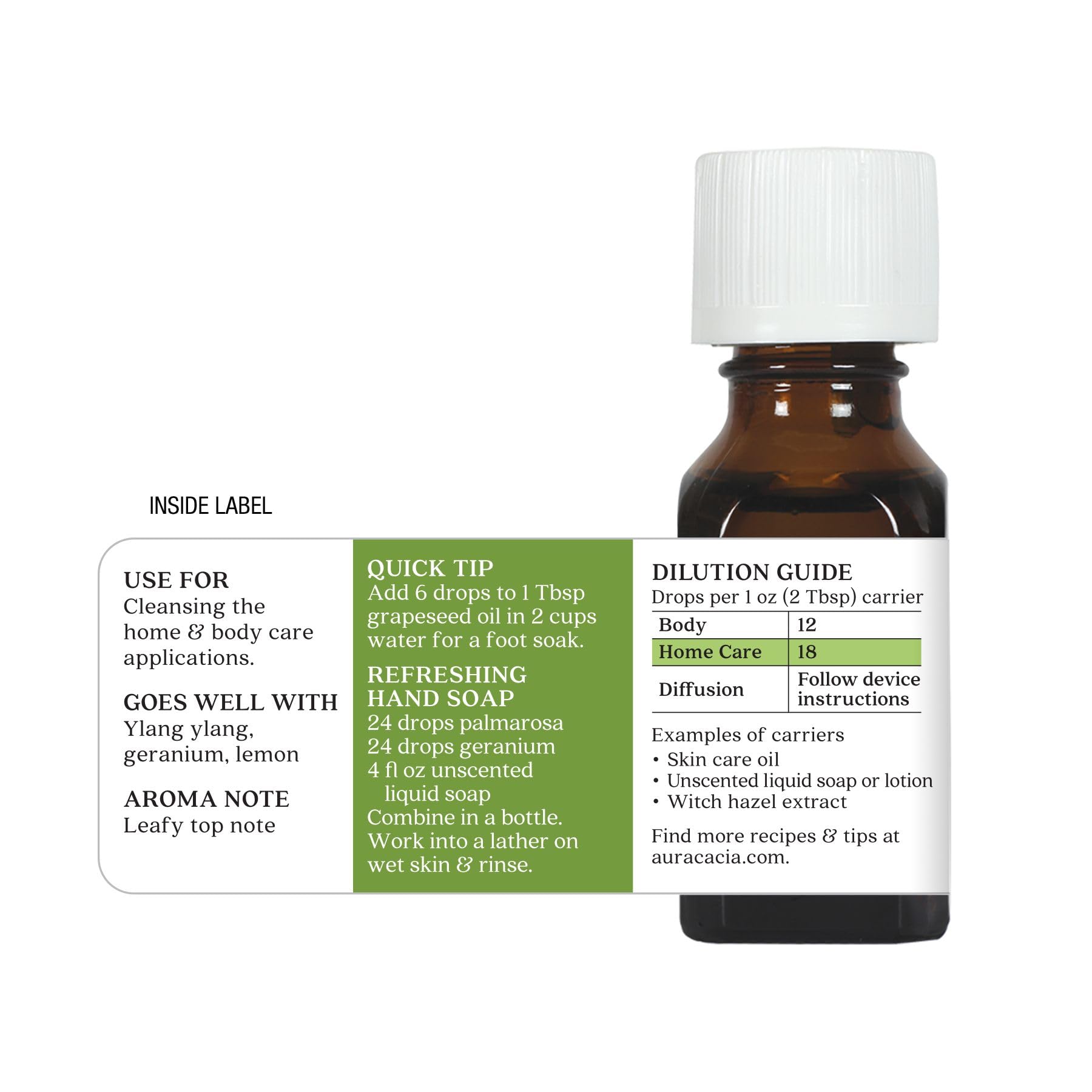 Aura Cacia Palmarosa – huile purifiée et testée pour qualité
