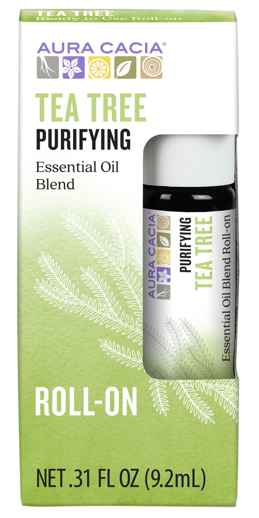 Aura Cacia Roll-on Arbre à Thé – applicateur sur peau pour une purification ciblée.