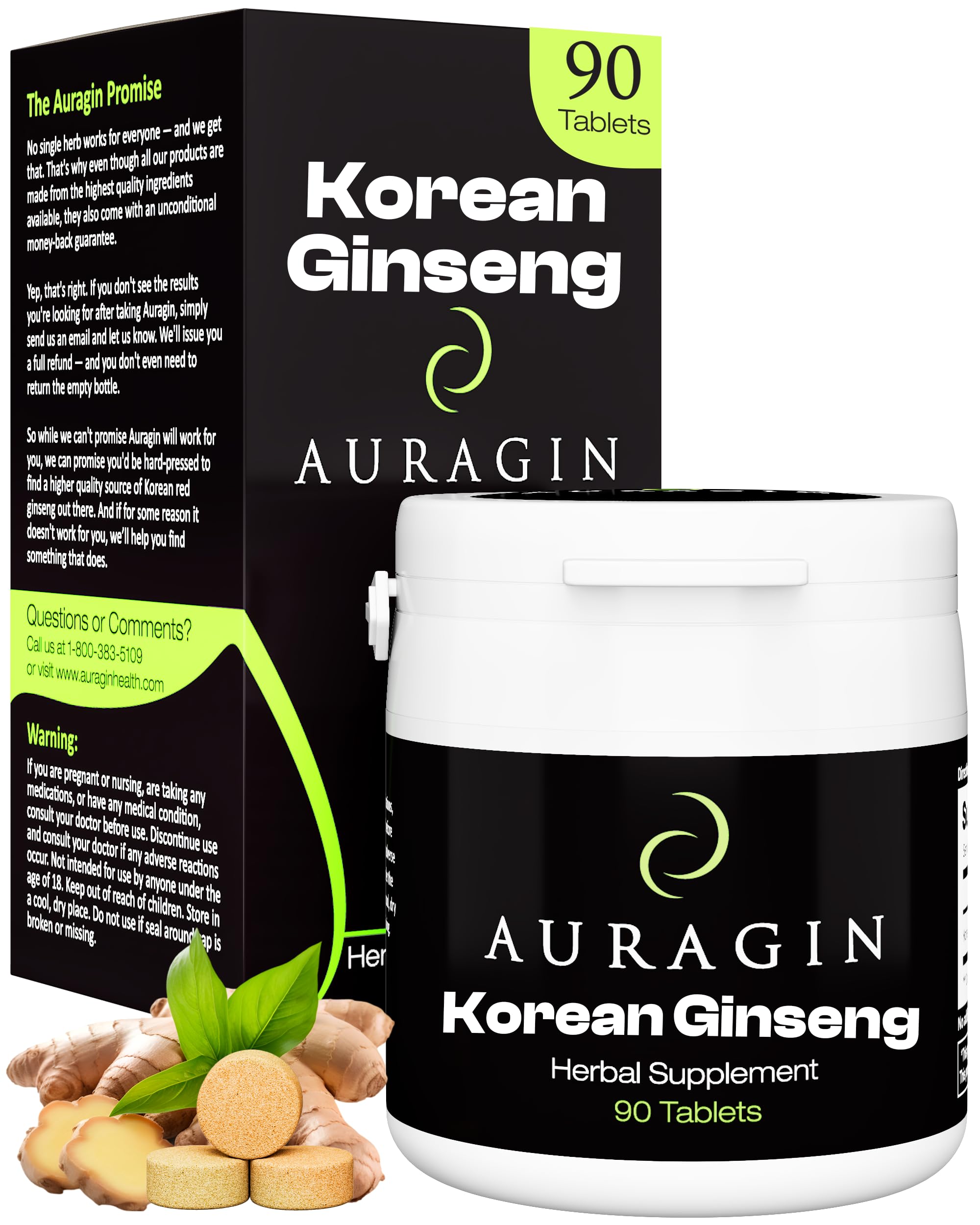 Auragin ginseng rouge en bouteille, énergie naturelle potentielle