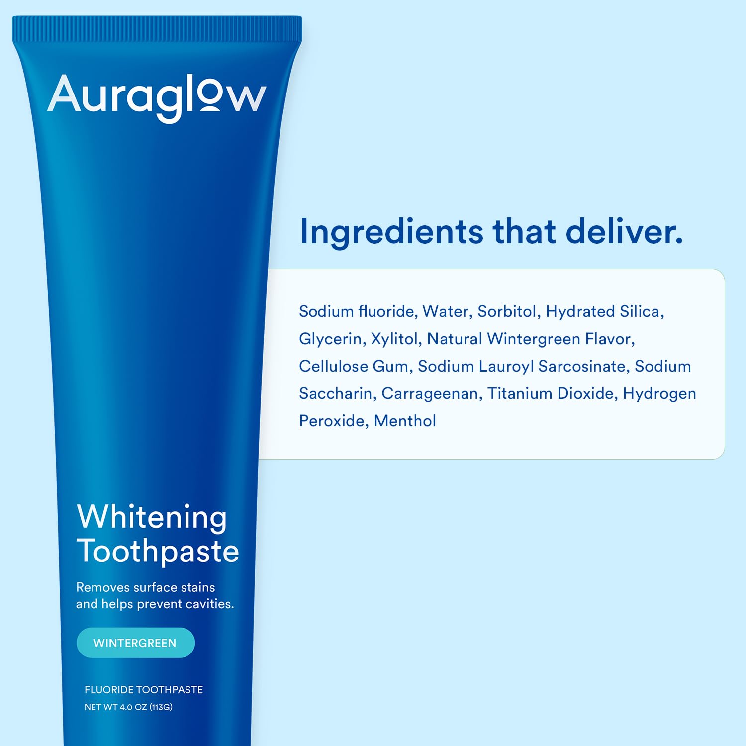 Dentifrice Auraglow arôme-hiver-menthe – haleine fraîche après le brossage