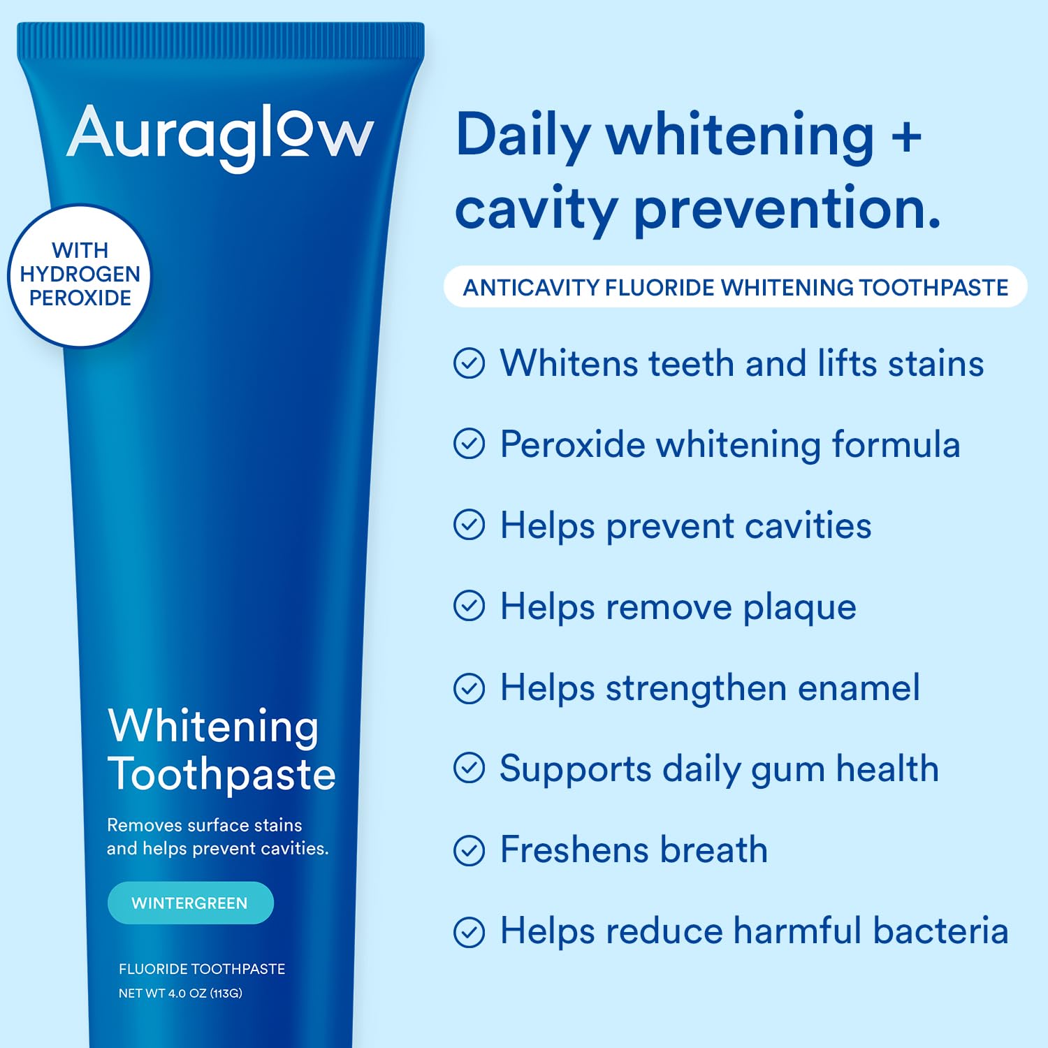 Dentifrice Auraglow protection-caries – émail renforcé et prévention des caries