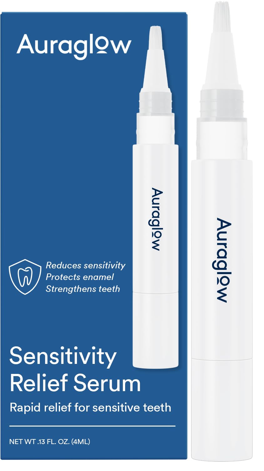 Auraglow relief dents sensibles – stylo pour une application rapide sur les zones sensibles.