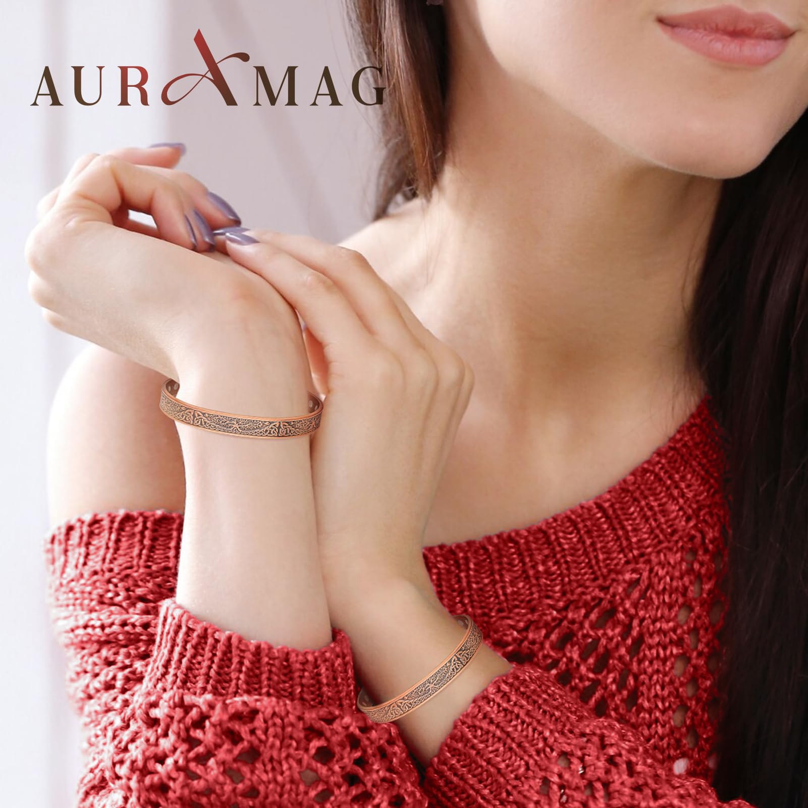 Ajustement semi ouvert du bracelet cuivre magnétique Auramag, port confortable