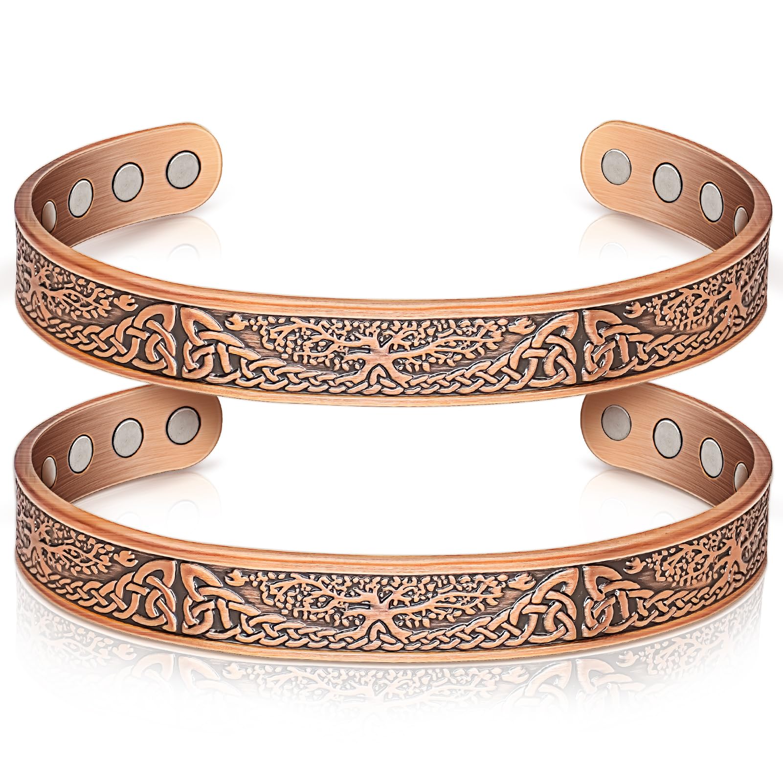 Auramag bracelet magnétique en cuivre avec design arbre de vie, hypoallergénique et élégant