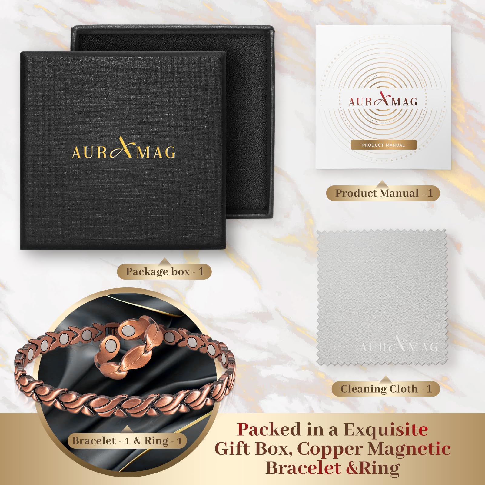 Bijoux Auramag cuivre pour un usage quotidien, style et confort.
