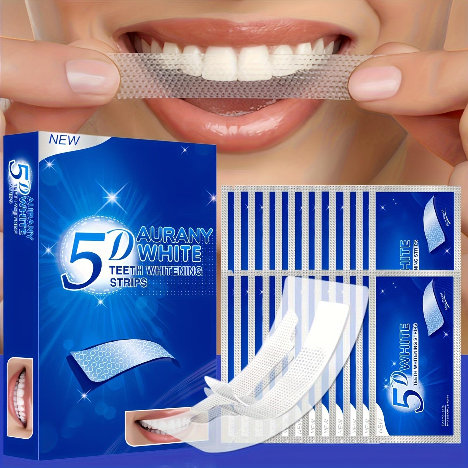 Bandes blanchiment AURANY 5D en emballage individuel, pratique pour voyage