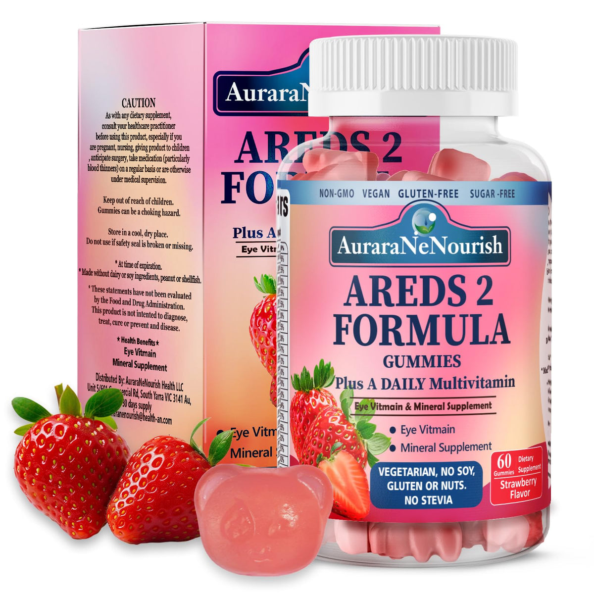 Gommes AuraraNeNourish AREDS2 – boîte, soutien visuel quotidien.