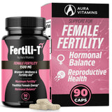 Fertili-T Female d'AURA VITAMINS : bouteille montrant le soutien naturel à la fertilité.