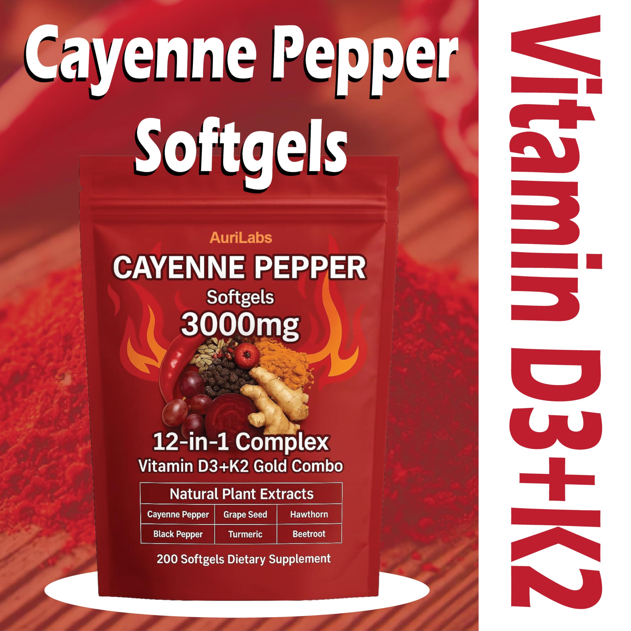 AuriLabs gélules poivre Cayenne, détail montrant la texture gélule.