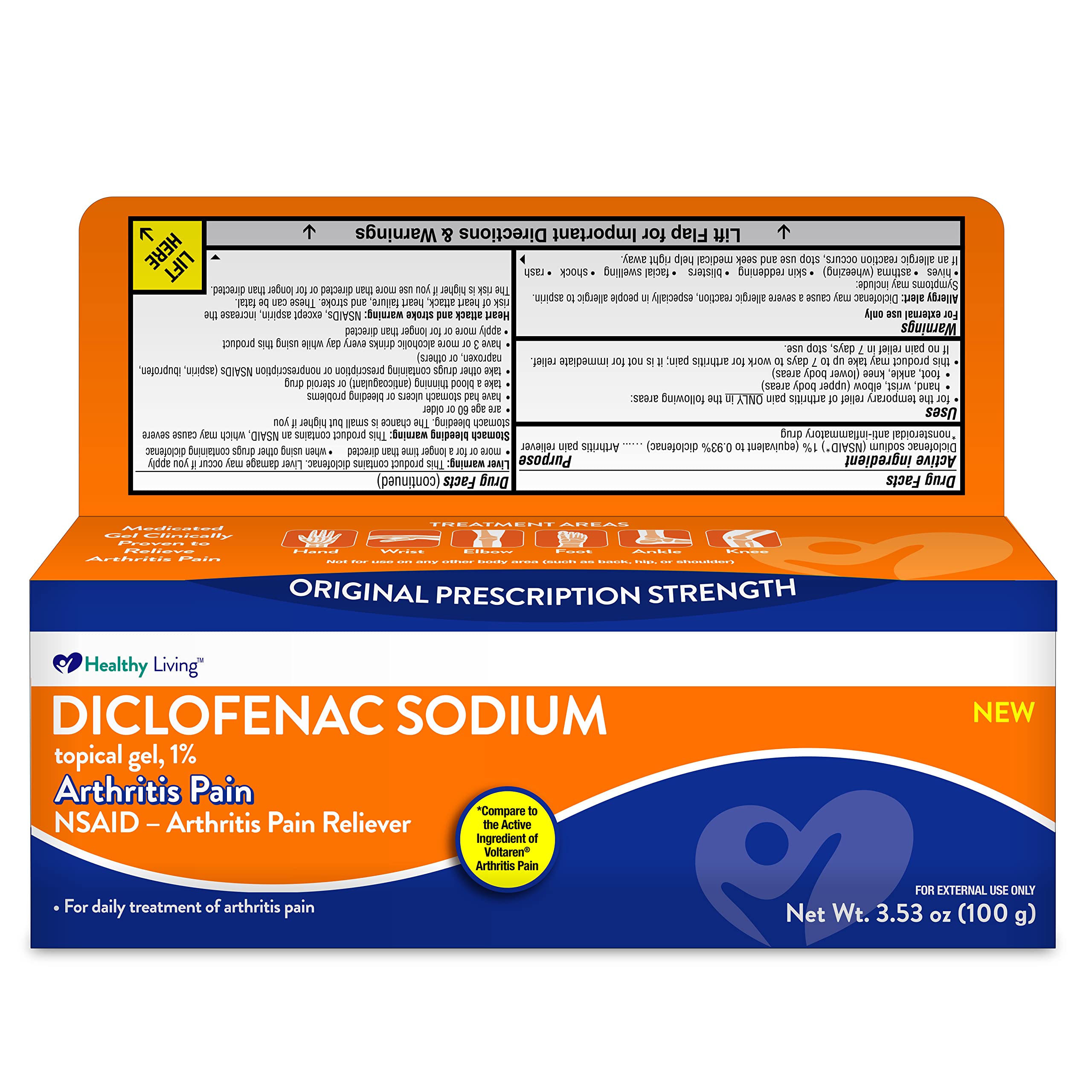 Gel topique Aurohealth diclofénac sodique 1% pour les articulations, utilisation ciblée.