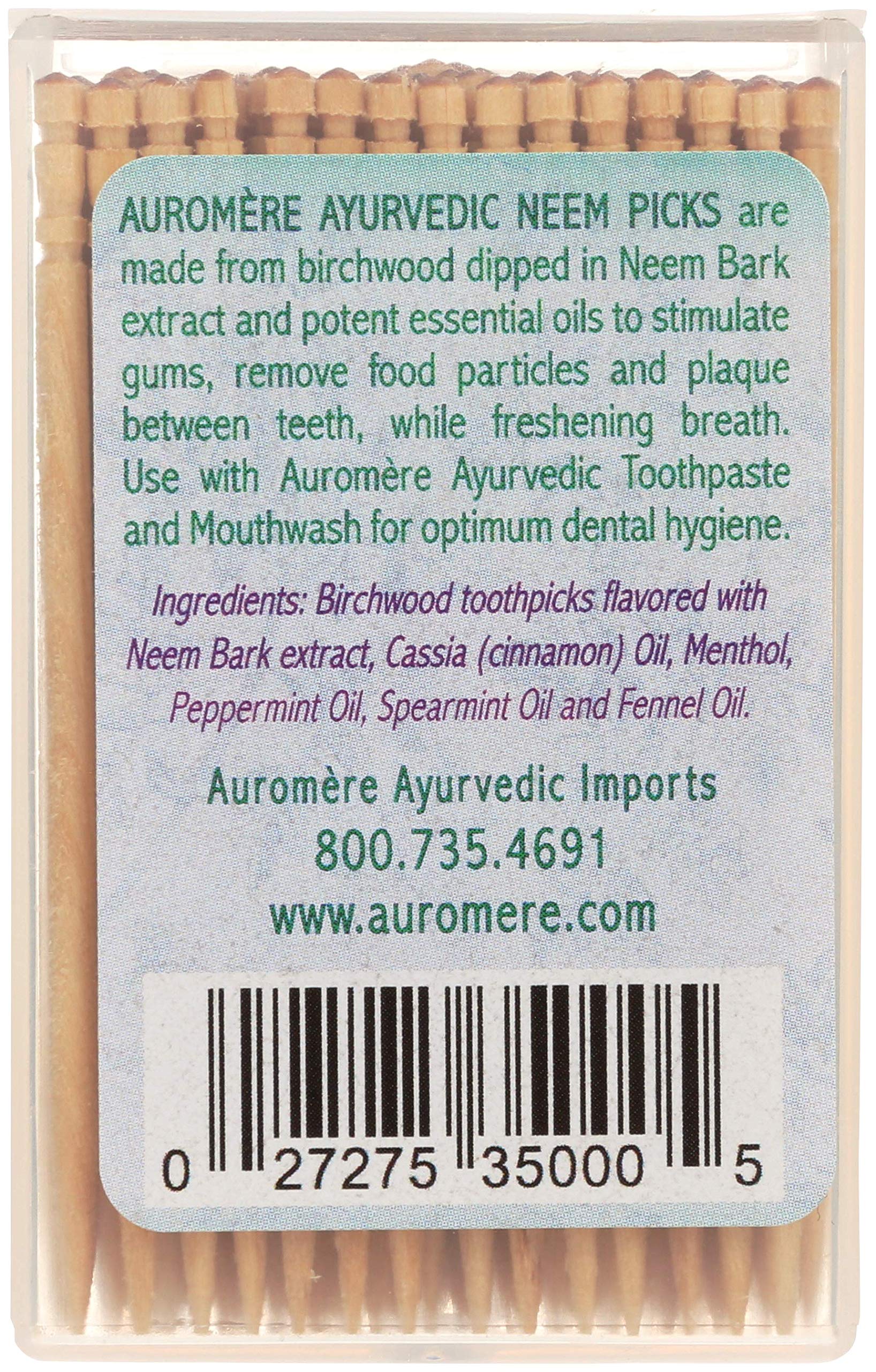 Cure-dents Auromere Neem en bois de bouleau, prêt pour l hygiène après chaque repas.