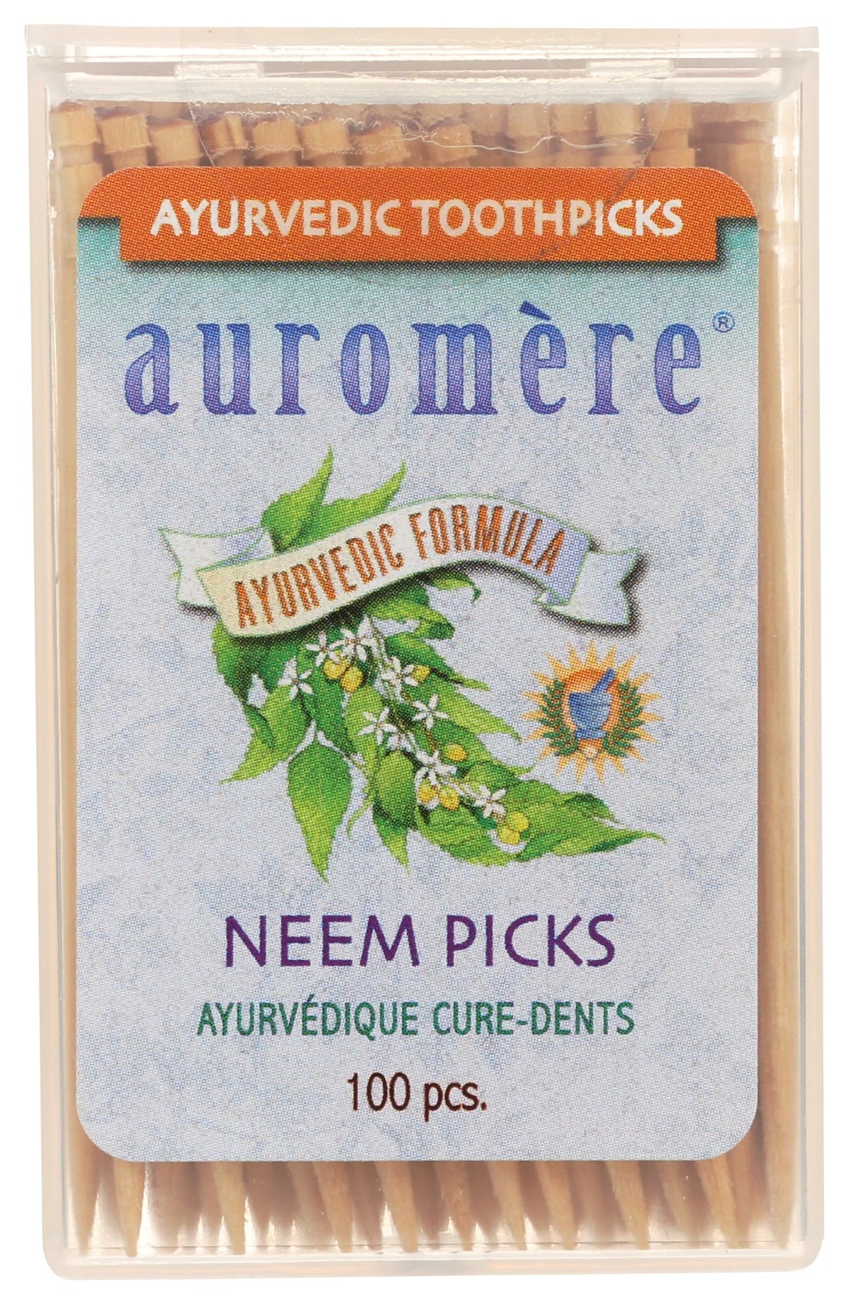 Auromere Neem Picks, emballage pratique pour usage quotidien.