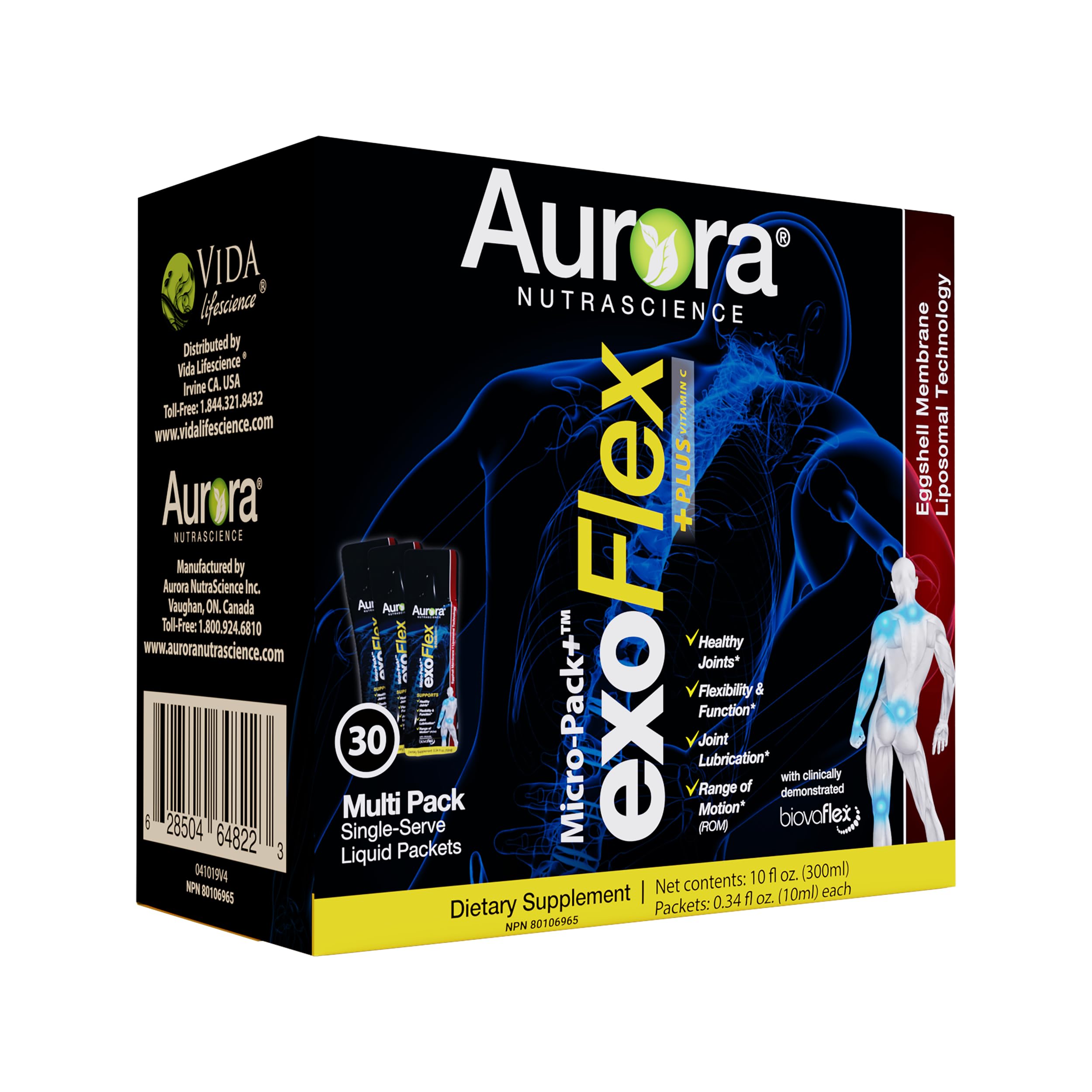 Aurora Nutrascience ExoFlex+ paquets liposomaux pour jours actifs et faciles à emporter