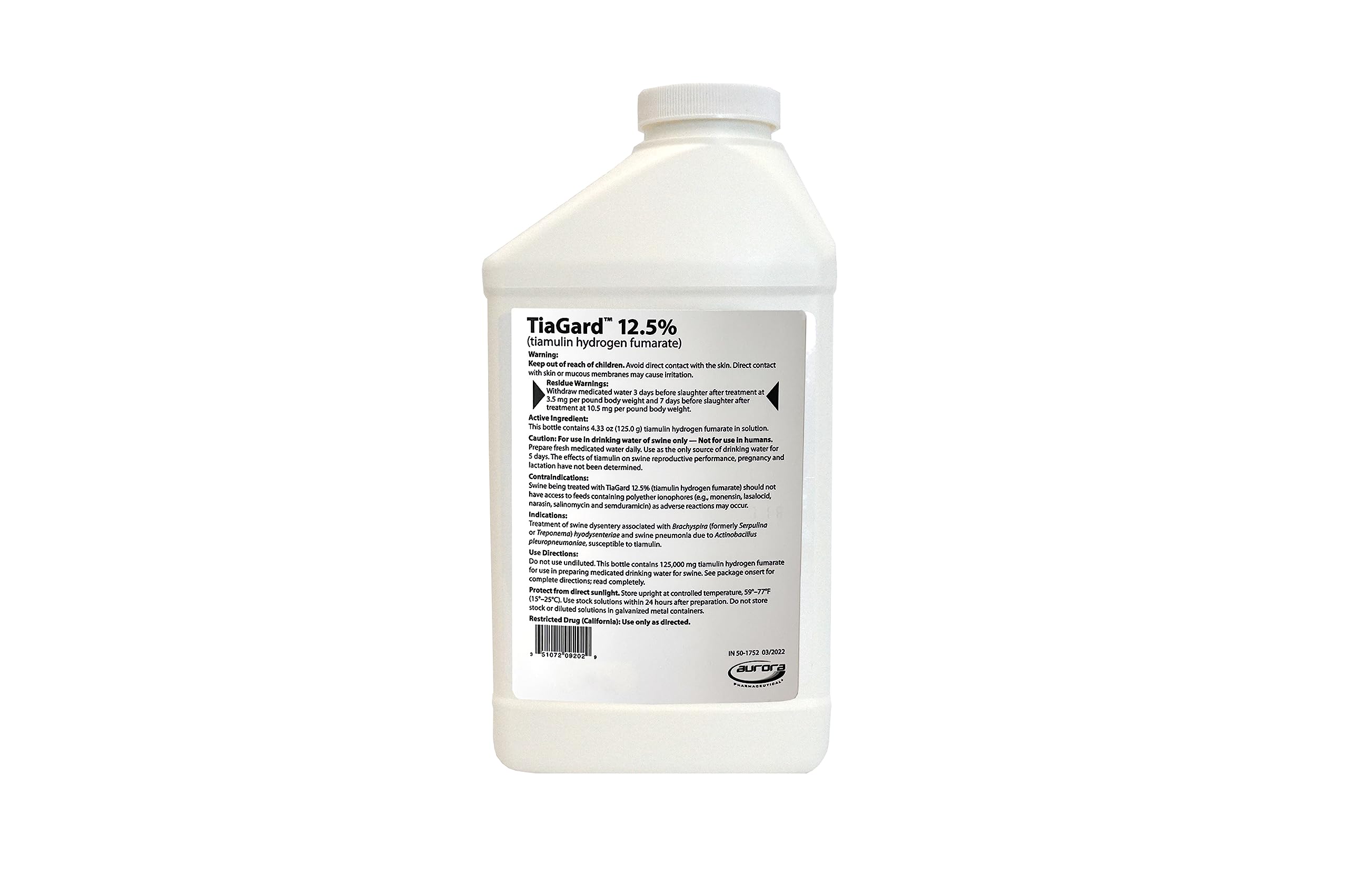 Aurora TiaGard dosage-eau — prêt à être ajouté à l'eau de boisson du troupeau.