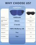 Aurorcness masque yeux chauffant, batterie rechargeable de longue durée.