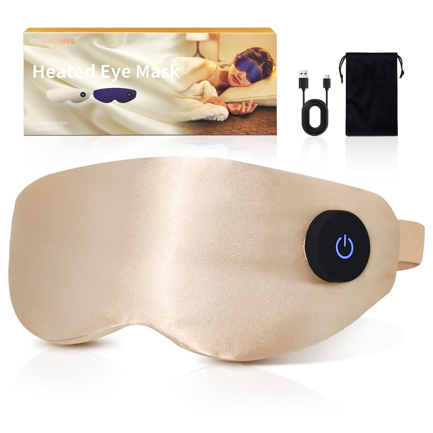 Aurorcness Masque Yeux Chauffant avec couverture amovible pour un entretien facile.