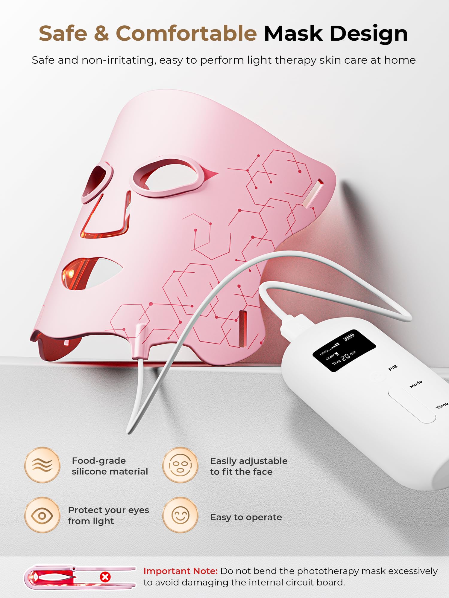 Masque Aurphany en silicone doux, ajustement confortable et hygiénique.