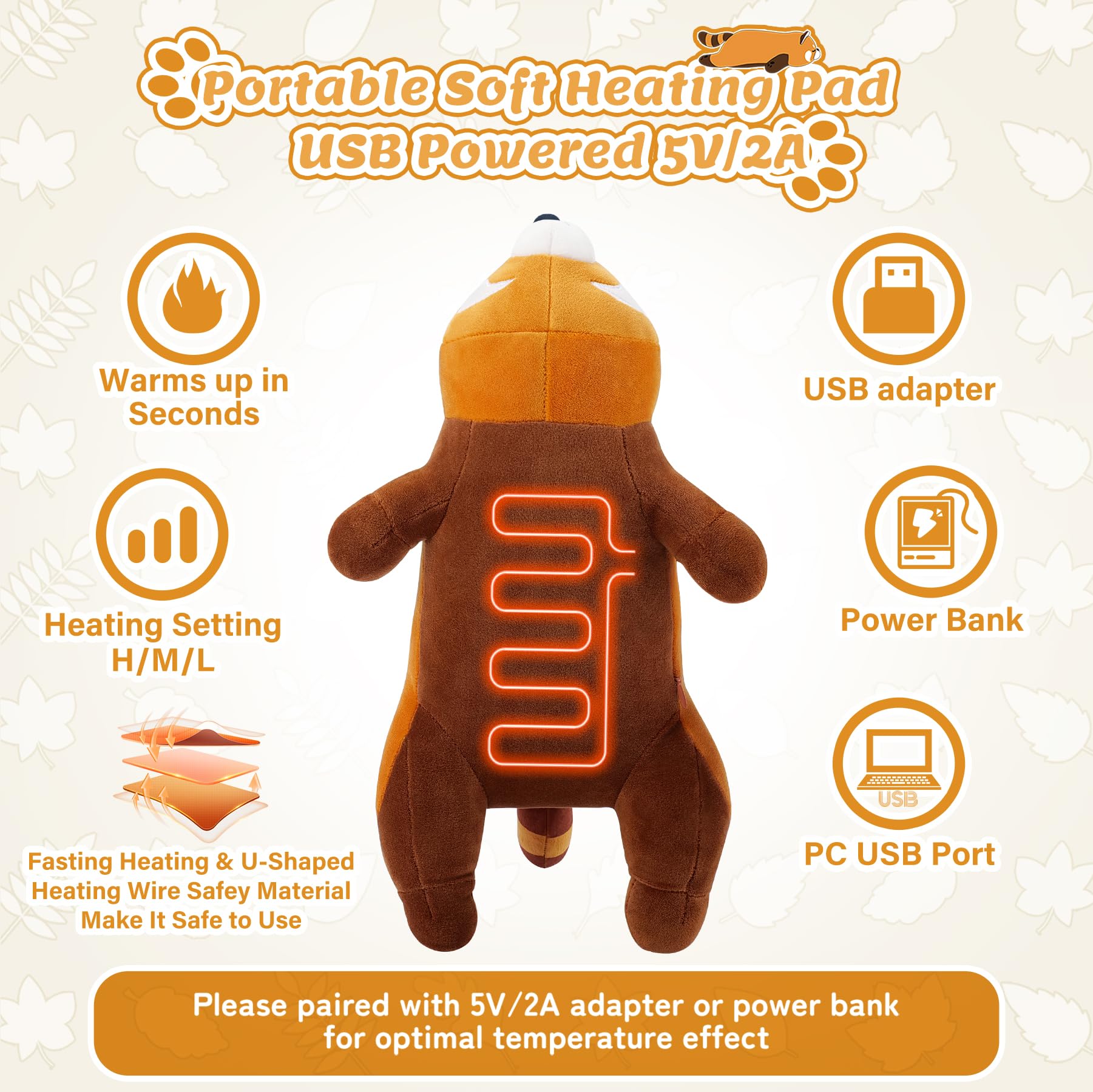 Auspicious Beginning peluche panda rouge USB pour relaxation en déplacement et confort.