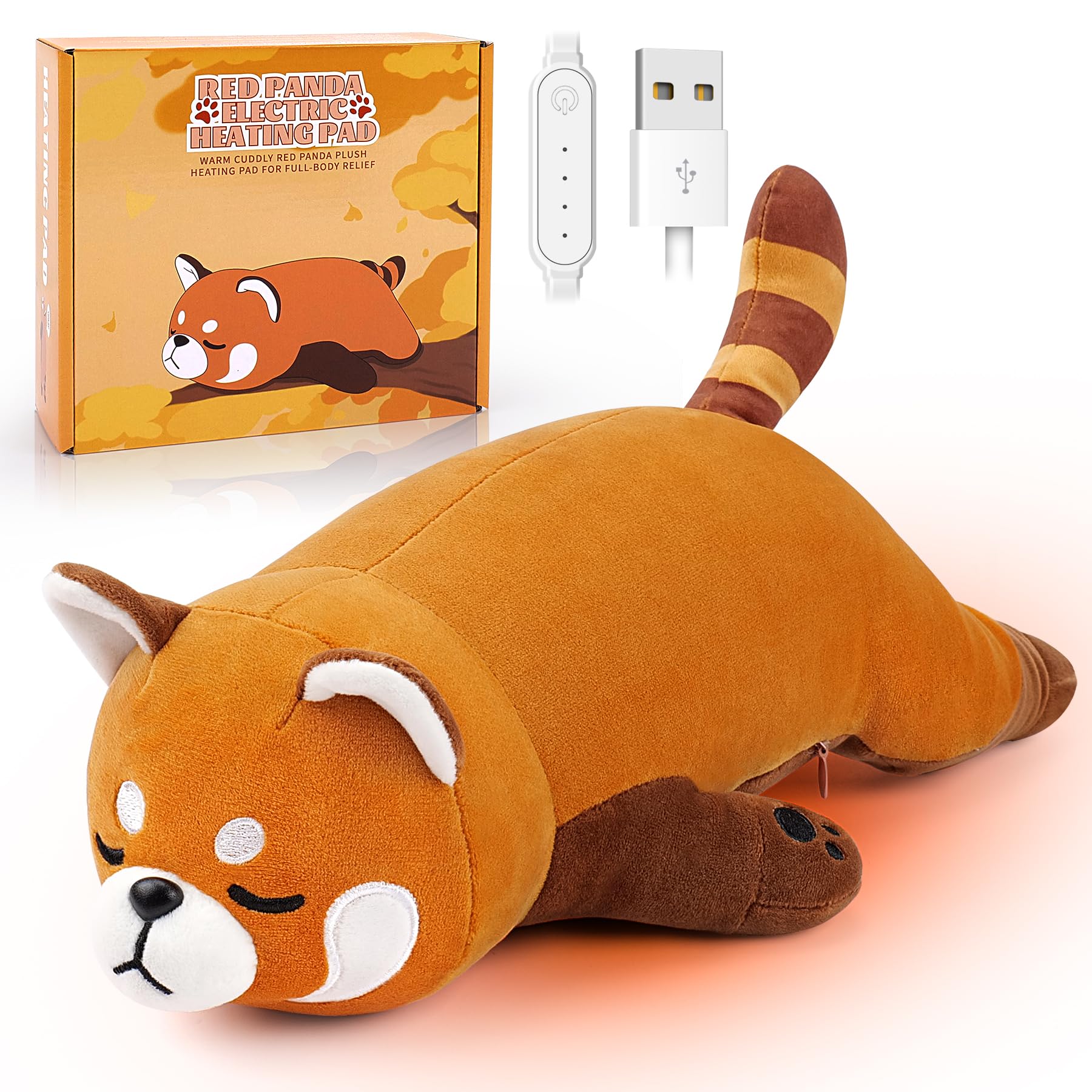 Auspicious Beginning panda rouge chauffant USB 14 po: chaleur rapide et réconfort.
