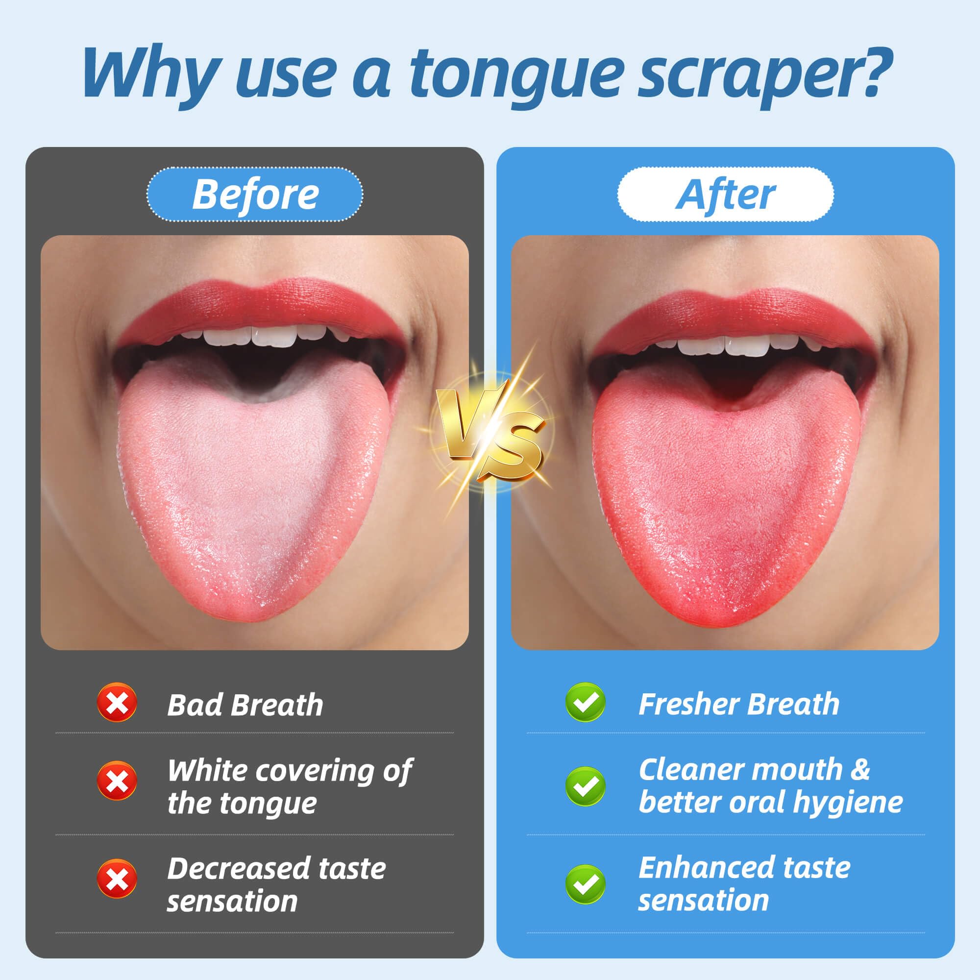 Aussumy rasoir-langue en acier inoxydable 100 %, durable et hygiénique