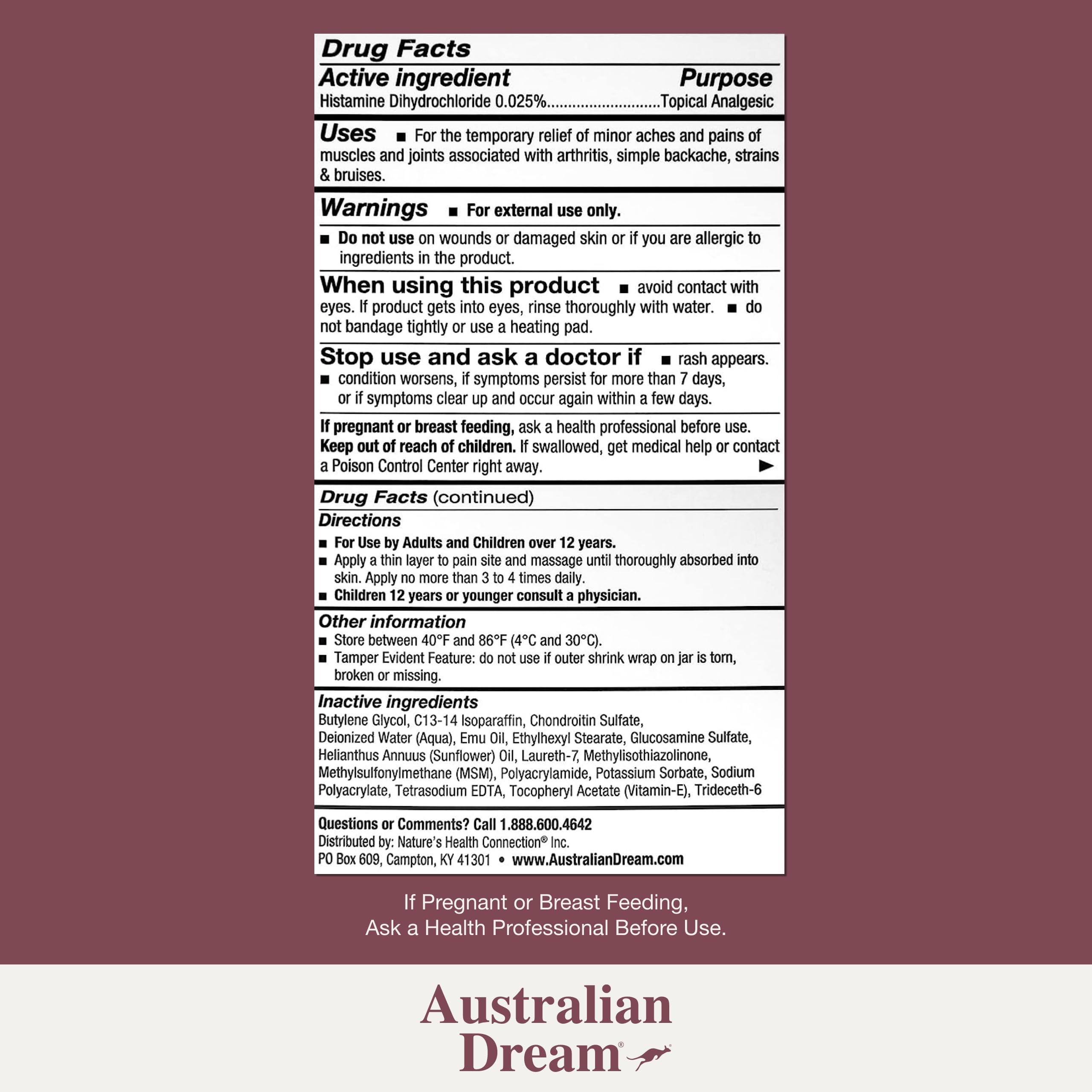 Australian Dream Crème, application facile et rapide sur la zone douloureuse