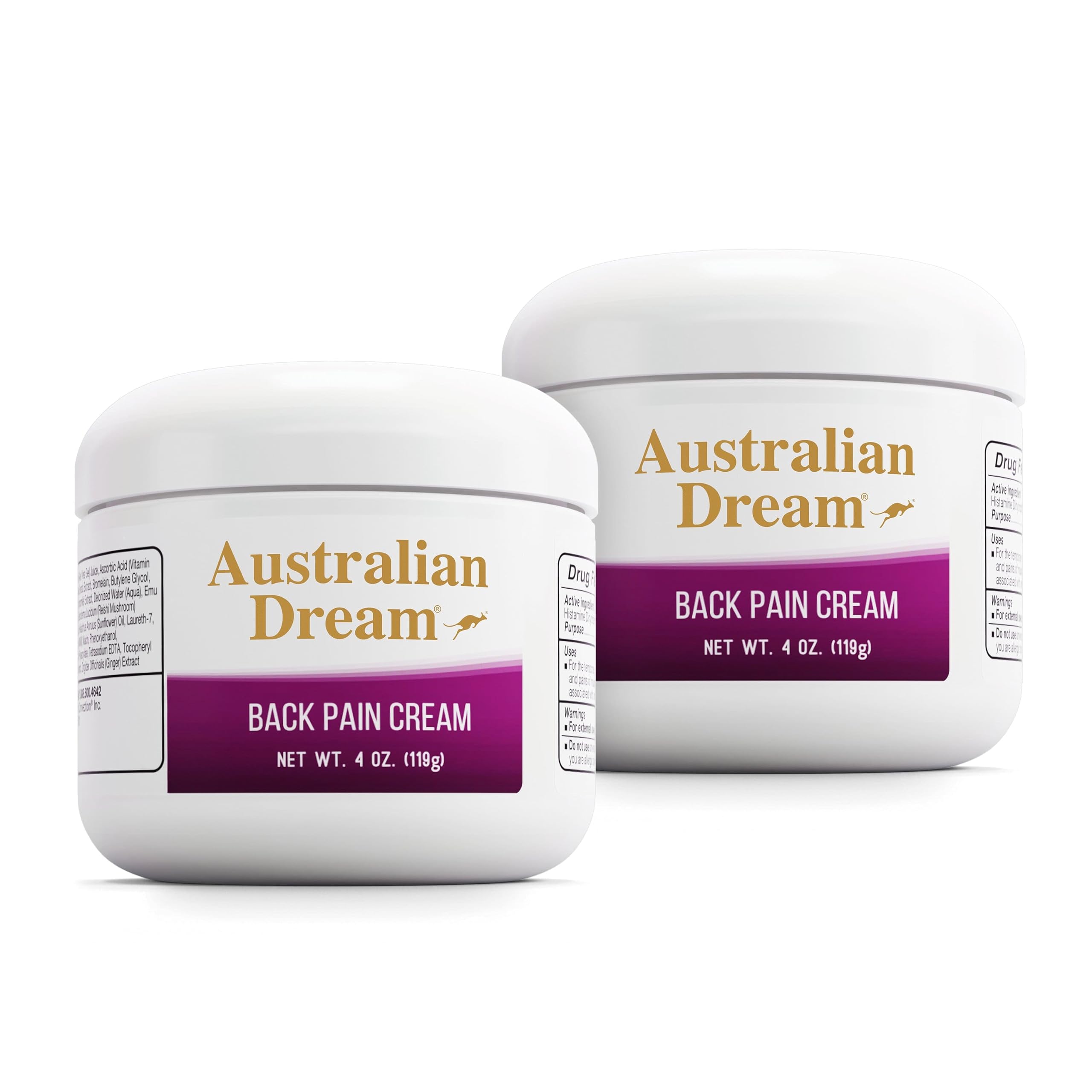 Crème Australian Dream pour le dos avec absorption rapide et soulagement ciblé.
