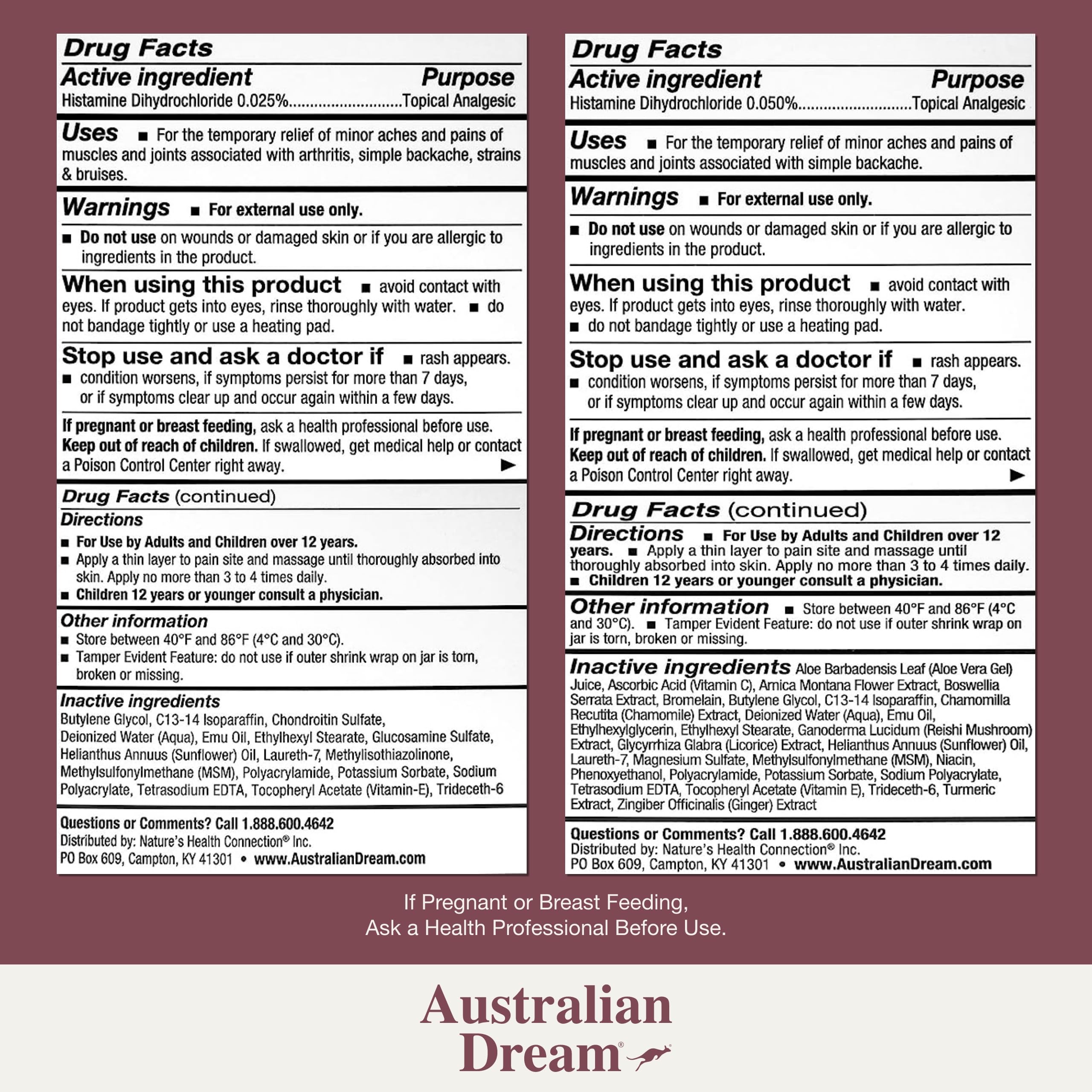Australian Dream pour douleurs dorsales : soulagement rapide sans parfum.