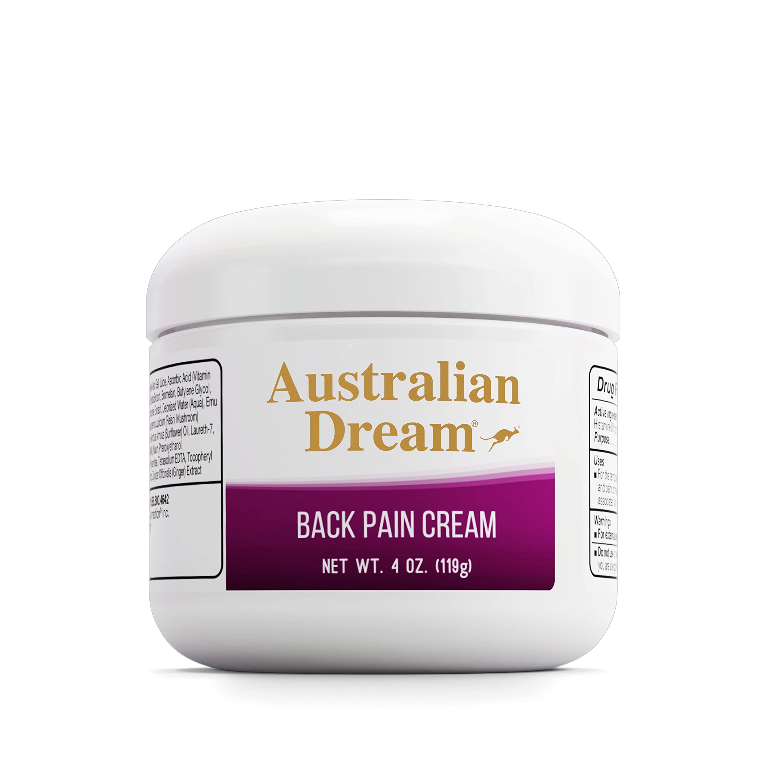 Australian Dream Crème relief douleur dos, absorption rapide et soulagement ciblé du dos.