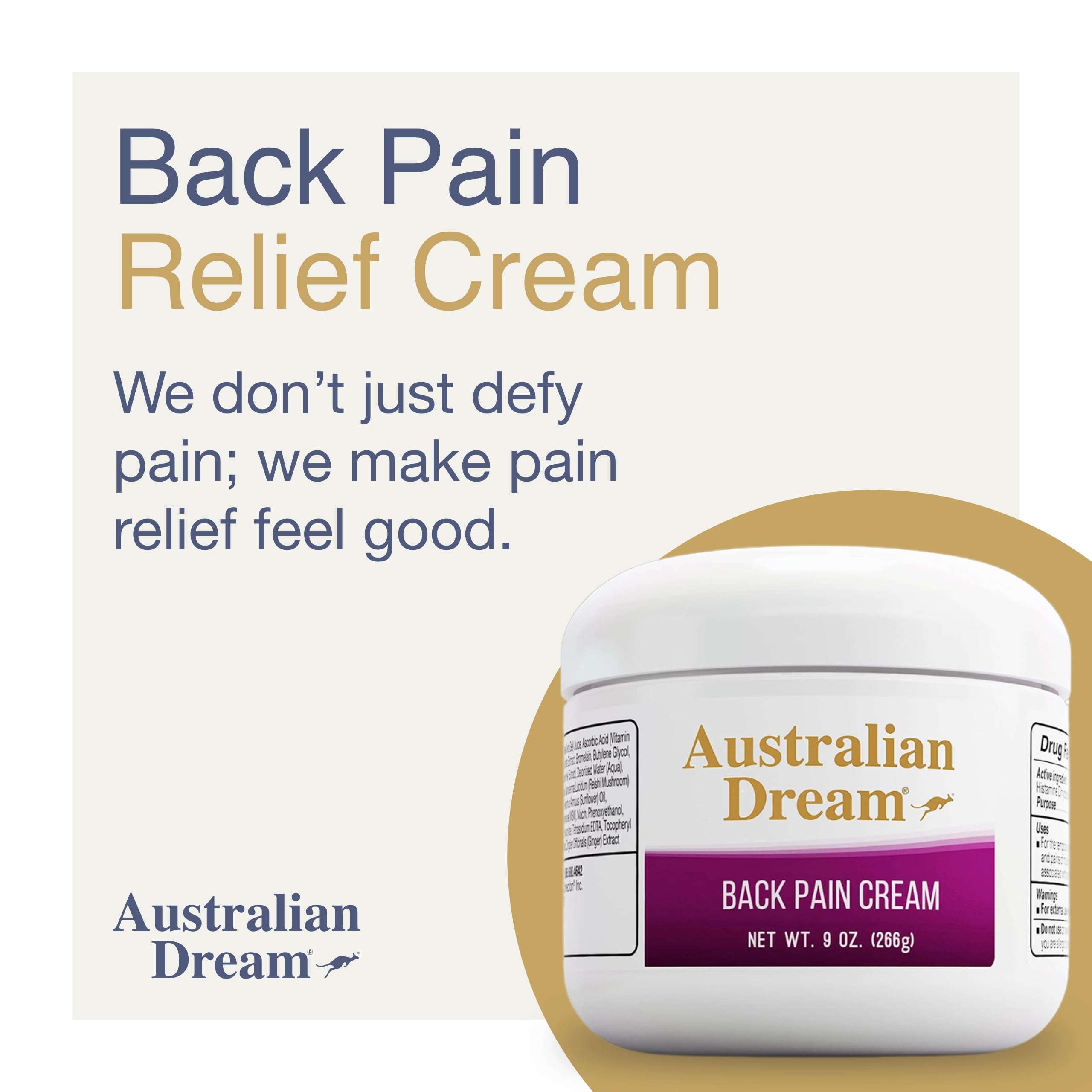 Australian Dream ingrédients naturels assurant confort quotidien.