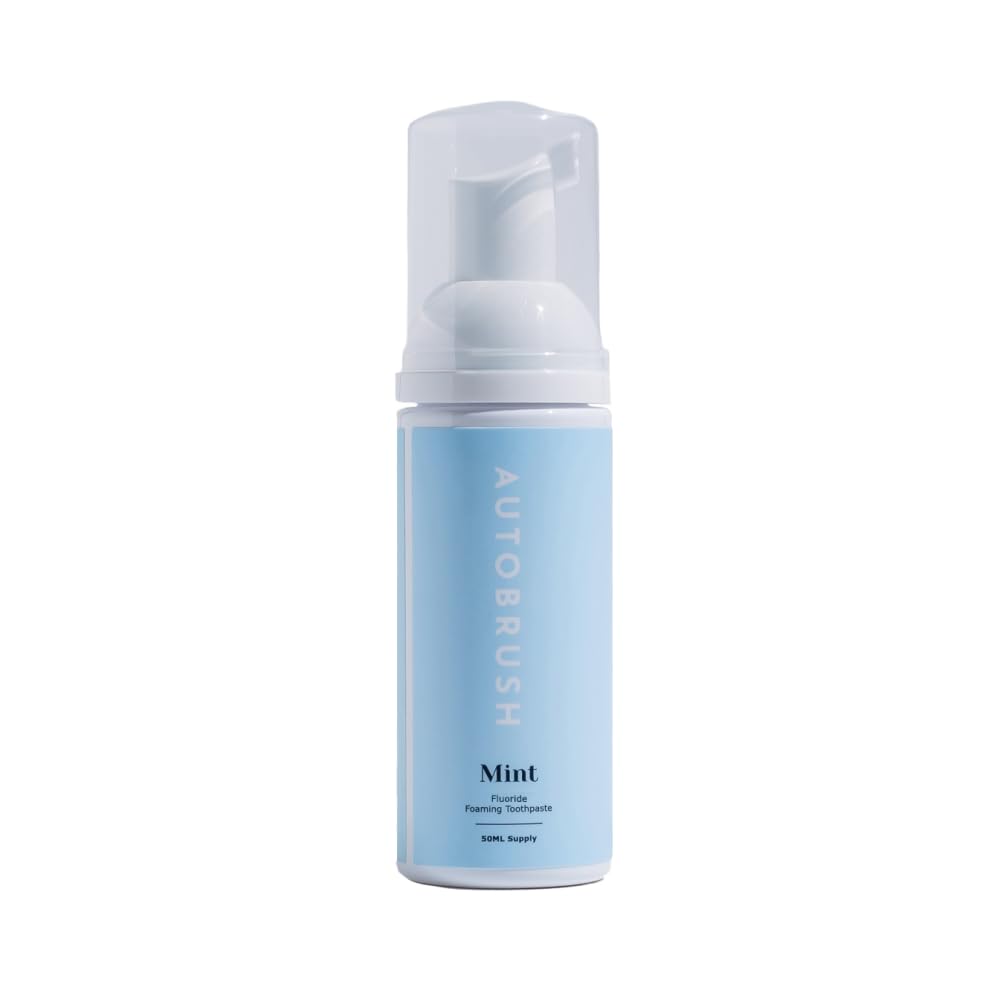 Autobrush dentifrice mousse fluore pour adultes, prévention des caries et haleine fraîche.
