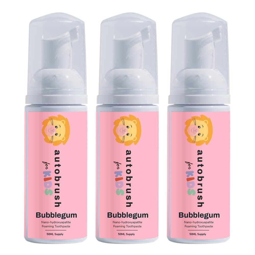 Autobrush dentifrice mousse saveur gomme à mâcher pack3, attrayant pour enfants.