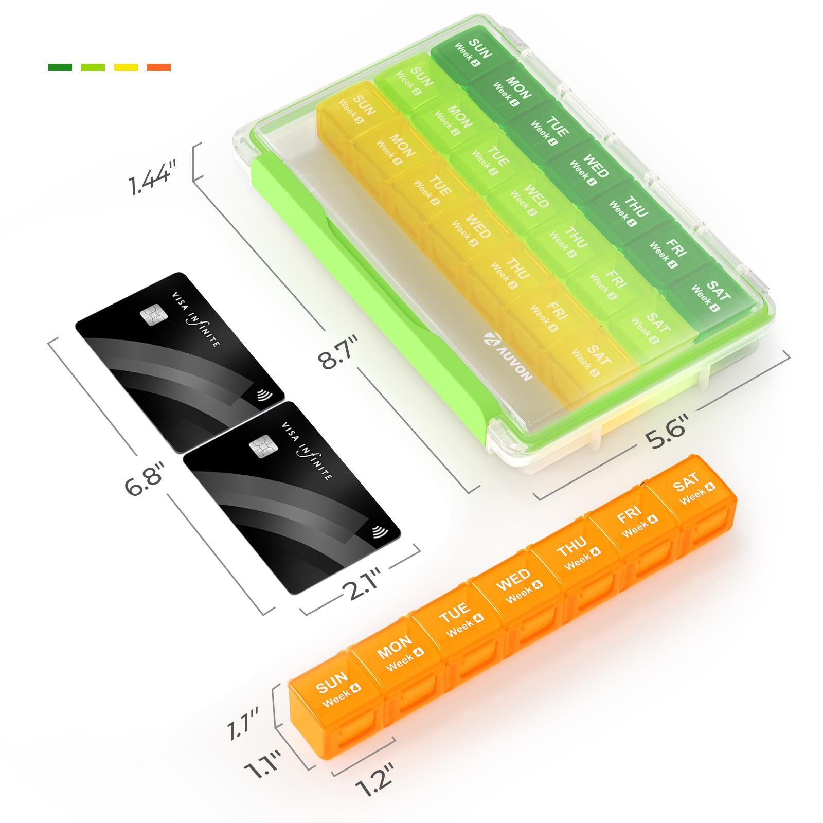 AUVON Organiseur de voyage compact et portable pour pilules et compléments.