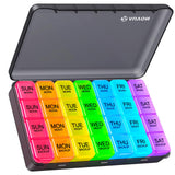 AUVON Organiseur hebdomadaire 4 prises quotidiennes, clair et coloré pour suivre votre routine.