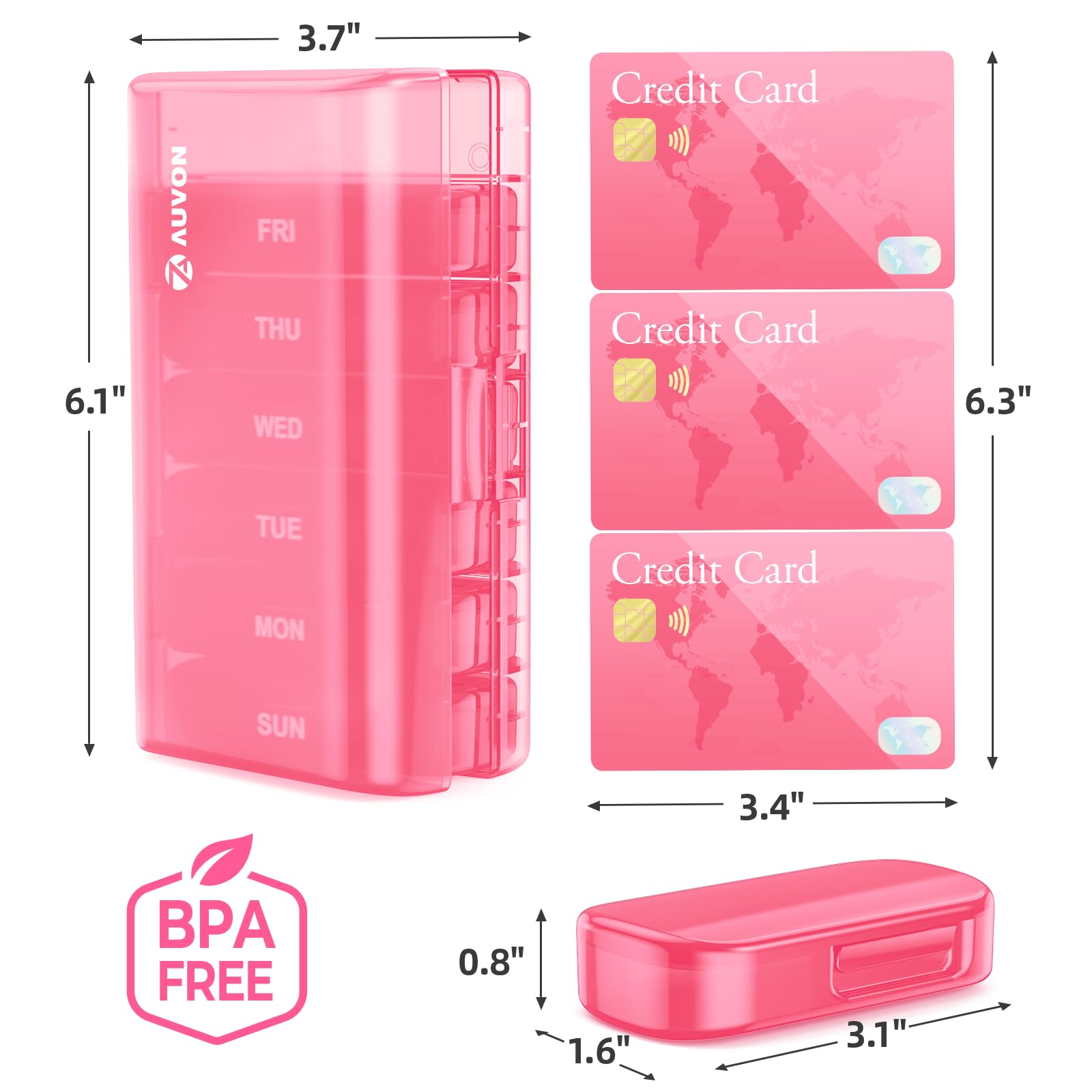 AUVON Solution de voyage: organisation compacte pour suppléments et vitamines.