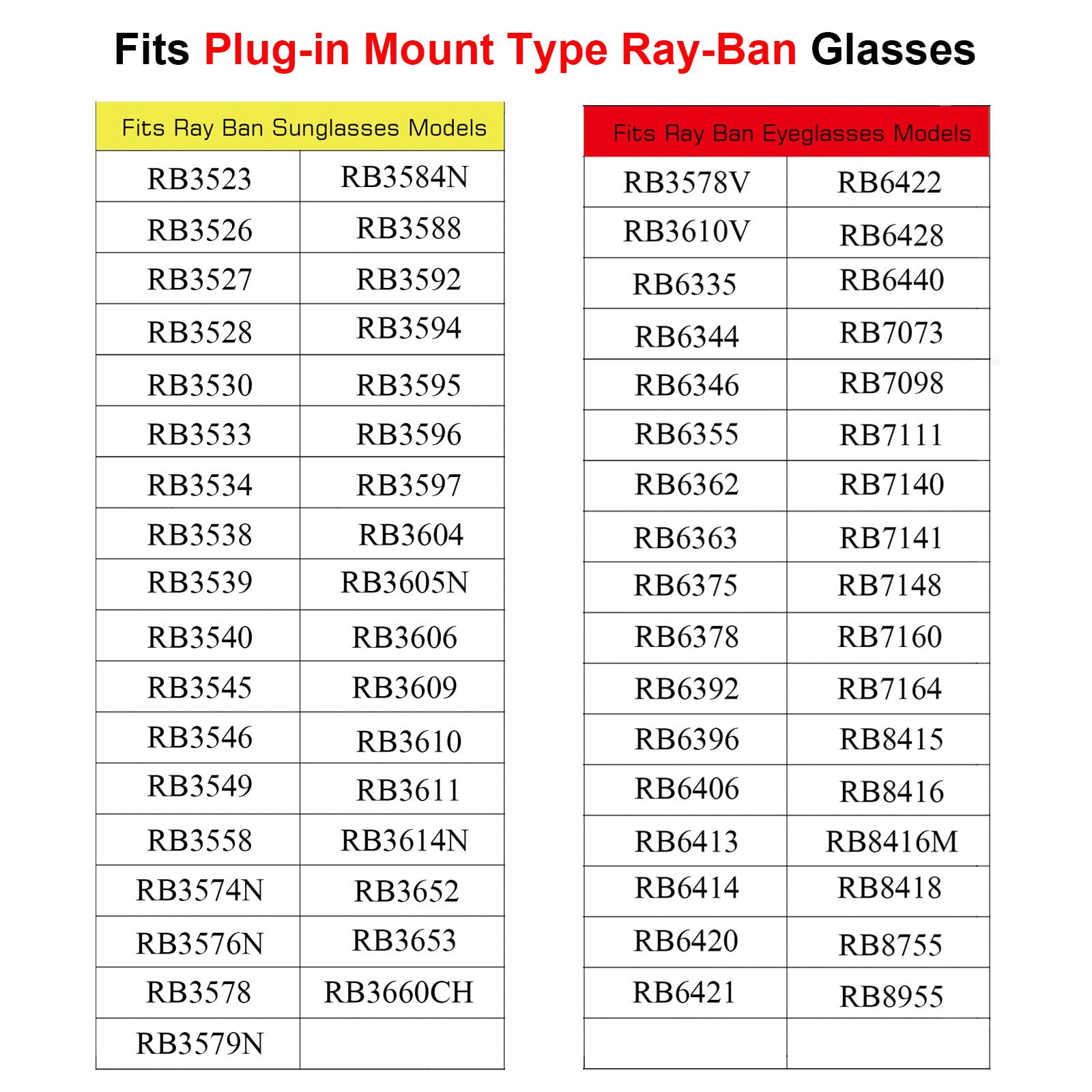 Auzky emballage plaquettes nasales Ray-Ban, prêt à installer sans outil