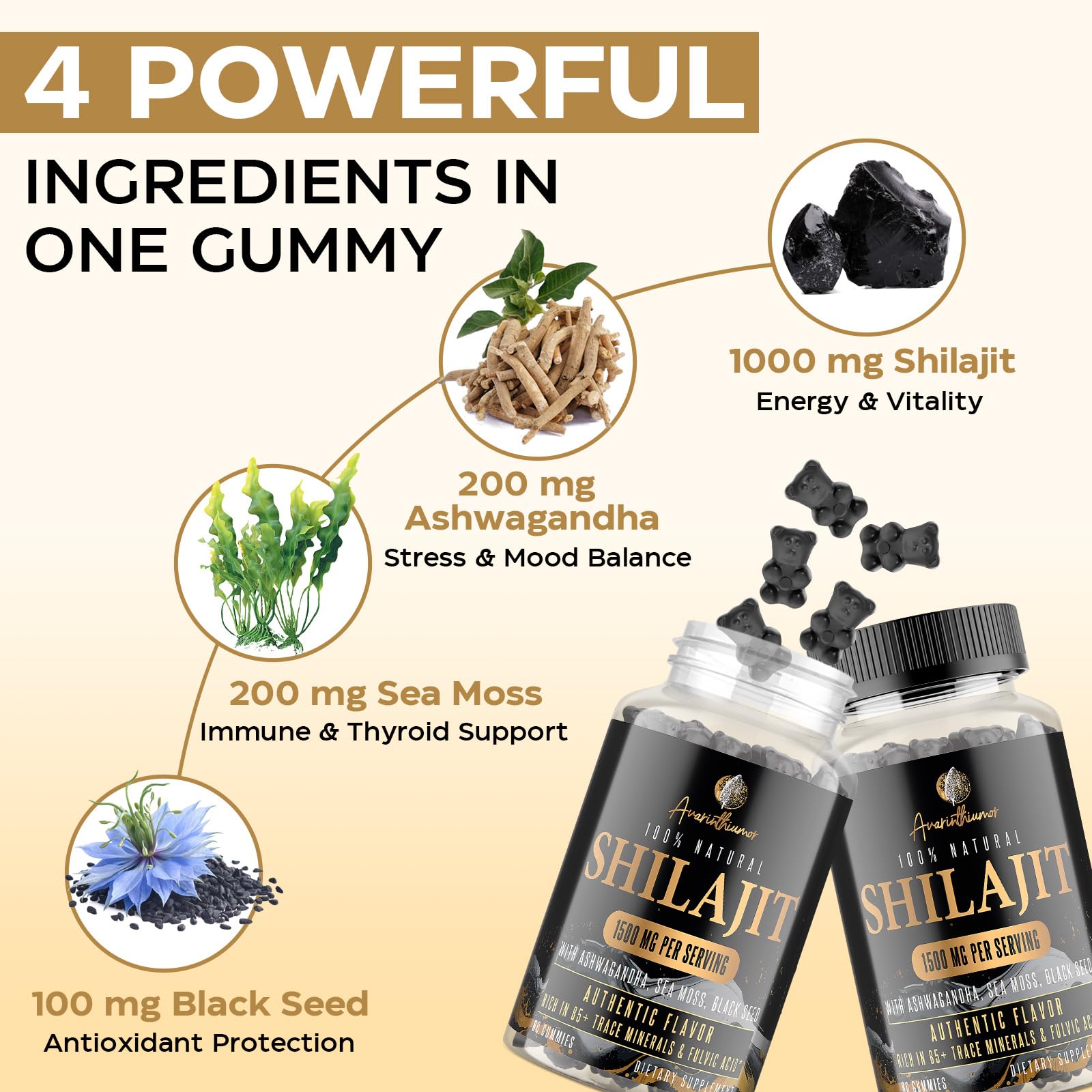 Shilajit Avarinthiumor Sea Moss, richesse minérale naturelle.